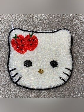 Hello Kitty Beaded Coin Pouch Zip Closure